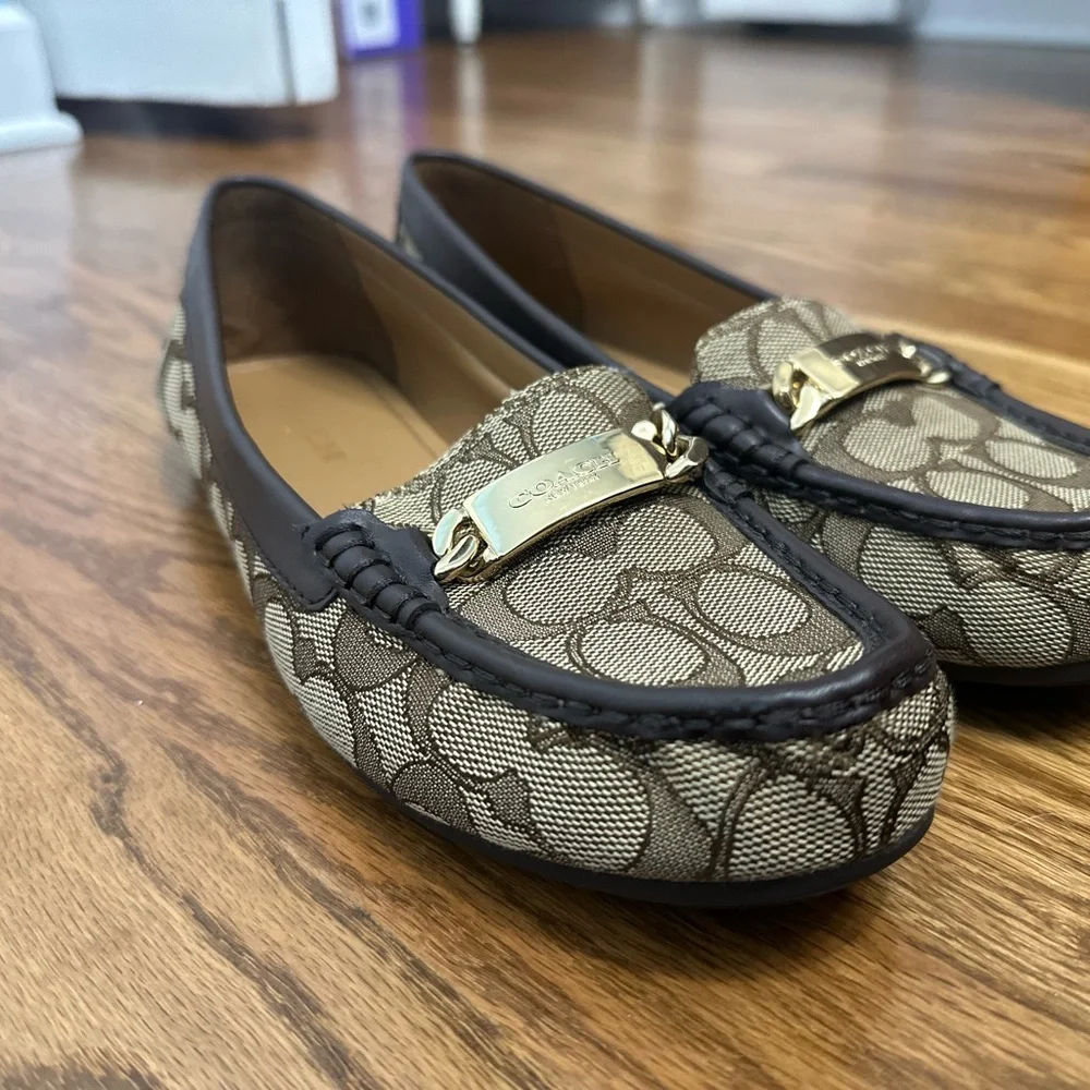 Coach Brown Flats with Elegant Metal Accents - Picture 3 of 5